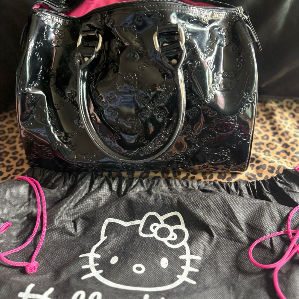 Hello Kitty Black Satchel with Embossed Design